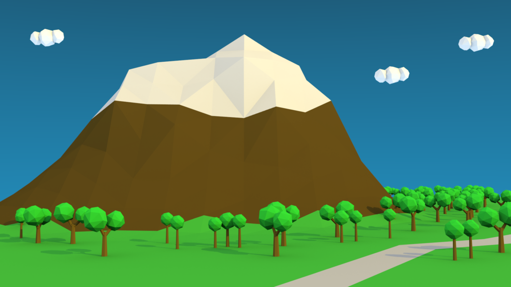 Lowpoly mountain scene